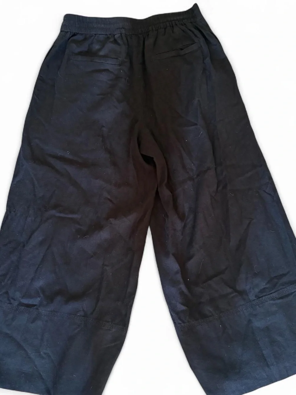 Banana Republic Wide Leg Linen Blend Cropped Pants Black XS